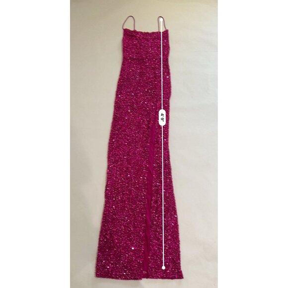 Retrofete Blair Sequin Dress in Dragon Fruit - Picture 5 of 6